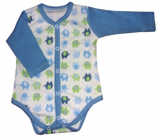 Kojenecké body propínací - modrý slon 56 - 98