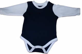 Kojenecké body modrá + bílá zapínání u krku