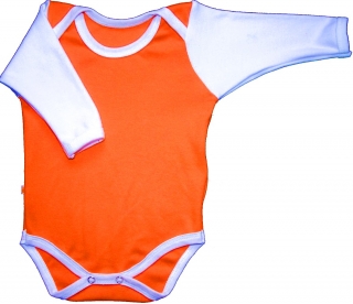 Kojenecké body oranžová + bílá