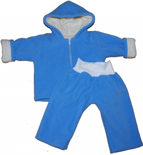 dětská fleecová zimní bunda s beránkem a kalhoty fleece modrá