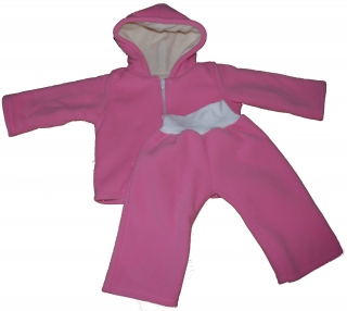 dětská fleecová zimní bunda s beránkem a kalhoty fleece růžová